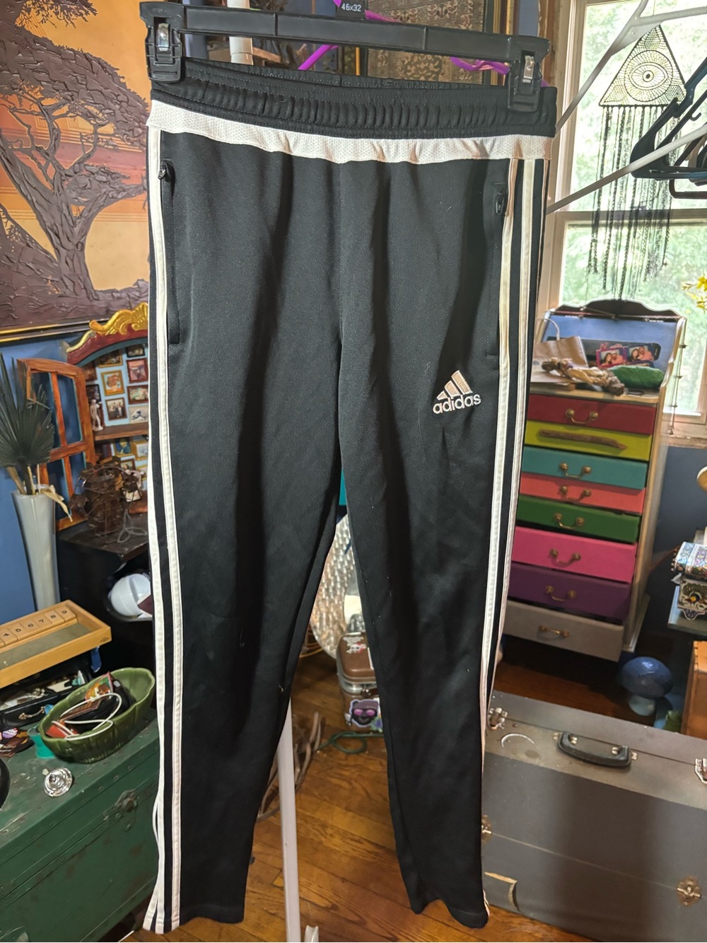 adidas Black Joggers with White Side Stripes